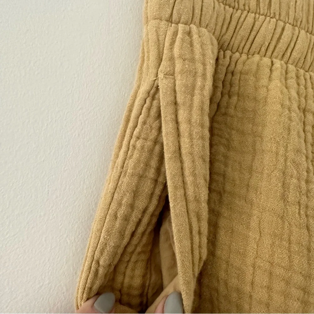 Madewell Cotton Pull-On Crop Gauze Lounge Pants Tan XS - Picture 6 of 10
